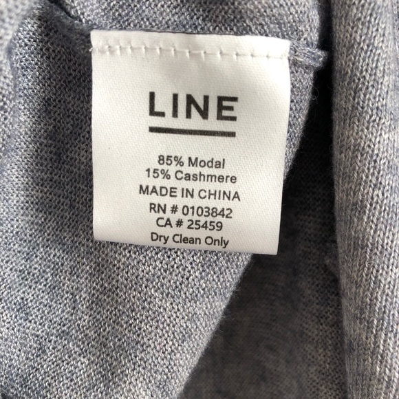 LINE the Label Loose Boxy Cashmere Blend Grey Long Sleeve Top Size XS - Picture 4 of 7